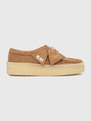 Clarks Originals mokasyny Wallabee Cup damskie kolor beżowy na płaskim obcasie 26174006