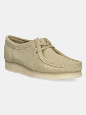 Clarks Originals mokasyny zamszowe damskie kolor zielony na płaskim obcasie