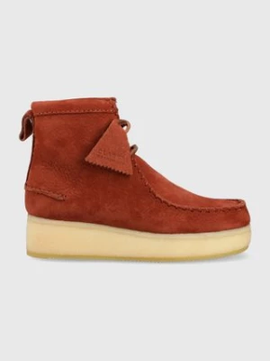 Clarks Originals mokasyny zamszowe Wallabee Craft damskie kolor czarny na koturnie 26163275