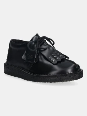 Clarks Originals półbuty skórzane Desert Trek damskie kolor czarny na płaskim obcasie 26183315