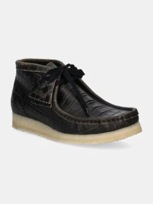 Clarks Originals półbuty skórzane Wallabee Boot damskie kolor czarny na płaskim obcasie 26179161