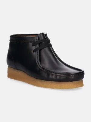 Clarks Originals półbuty skórzane Wallabee Boot damskie kolor czarny na platformie 26177715