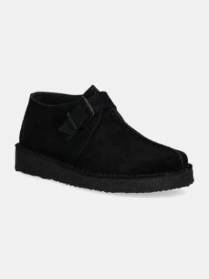 Clarks Originals półbuty zamszowe Trek Buckle damskie kolor czarny na płaskim obcasie 26177993