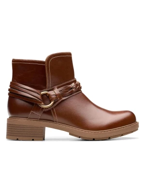 Clarks Skórzane botki "Hearth Kaylie" w kolorze jasnobrązowym rozmiar: 38