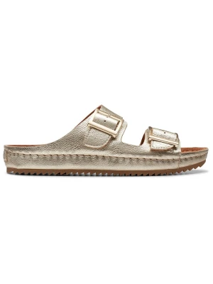 Clarks Skórzane klapki "Brookleigh Sun" w kolorze złotym rozmiar: 37