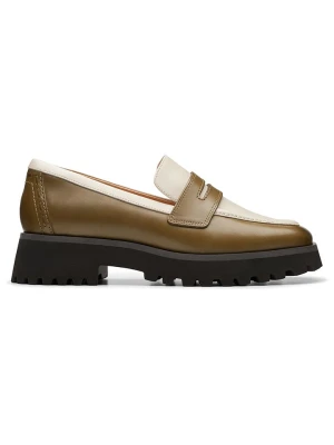 Clarks Skórzane mokasyny "Stayso Edge" w kolorze oliwkowo-kremowym rozmiar: 37