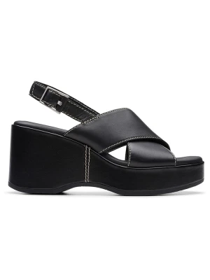 Clarks Skórzane sandały "Manon Wish" w kolorze czarnym na koturnie rozmiar: 39,5
