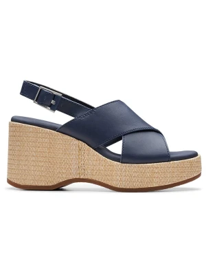 Clarks Skórzane sandały "Manon Wish" w kolorze granatowym na obcasie rozmiar: 40