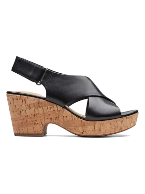 Clarks Skórzane sandały "Maritsa" w kolorze czarnym na obcasie rozmiar: 41,5