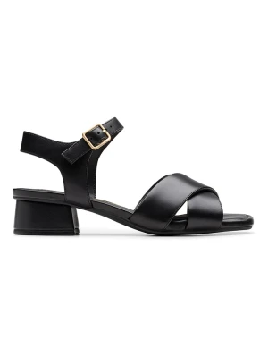 Clarks Skórzane sandały "Serina 35 Cross" w kolorze czarnym na obcasie rozmiar: 38