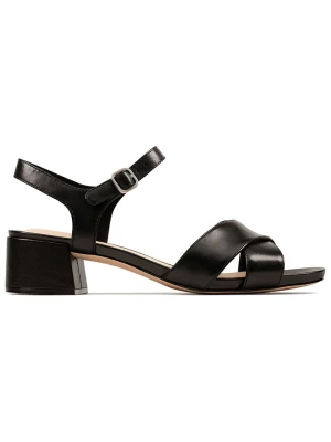 Clarks Skórzane sandały "Sheer35 Strap" w kolorze czarnym na obcasie rozmiar: 39,5
