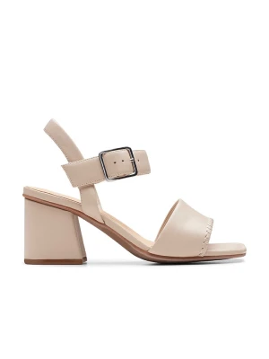 Clarks Skórzane sandały "Siara65 Buckle" w kolorze beżowym na obcasie rozmiar: 40
