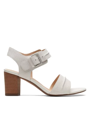 Clarks Skórzane sandały "KarseaHi Seam" w kolorze białym na obcasie rozmiar: 36