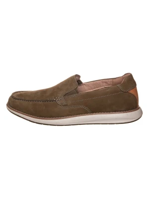 Clarks Skórzane slippersy "Un Pilot Step" w kolorze khaki rozmiar: 47