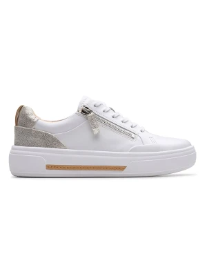 Clarks Skórzane sneakersy "Hollyhock Zip" w kolorze srebrno-białym rozmiar: 37