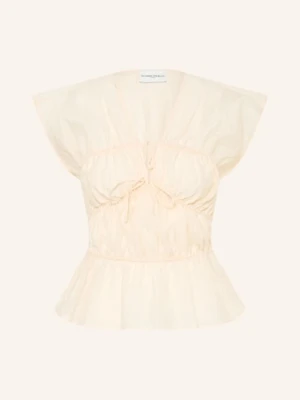 Claudie Pierlot Bluzka Z Falbanami beige