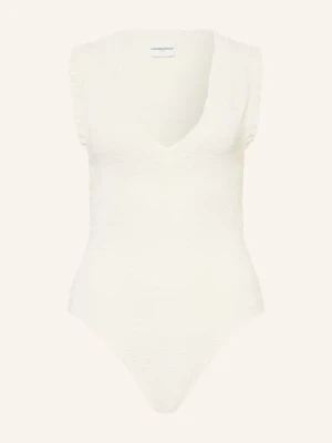Claudie Pierlot Body Z Dzianiny Z Falbanami weiss