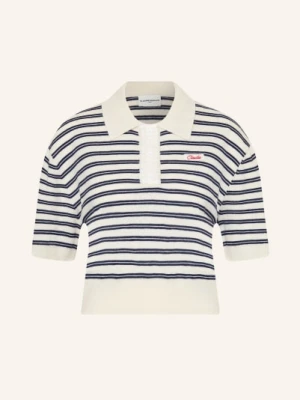 Claudie Pierlot Dzianinowa Koszulka Polo Z Falbanami weiss