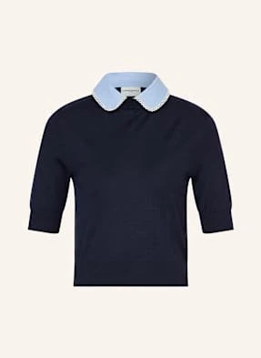 Claudie Pierlot Dzianinowa Koszulka Z Odpinanym Kołnierzem blau