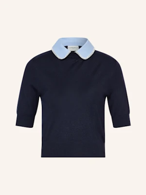 Claudie Pierlot Dzianinowa Koszulka Z Odpinanym Kołnierzem blau