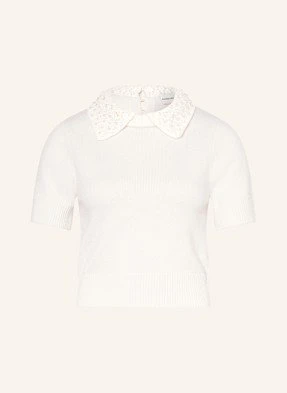 Claudie Pierlot Dzianinowa Koszulka Z Ozdobnymi Perełkami weiss