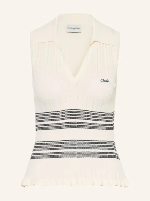 Claudie Pierlot Dzianinowy Top Z Falbanami beige