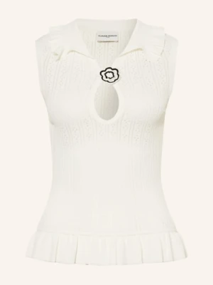 Claudie Pierlot Dzianinowy Top Z Falbankami weiss