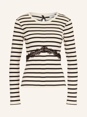 Claudie Pierlot Koszulka Z Długim Rękawem Z Koronką I Wycięciem weiss