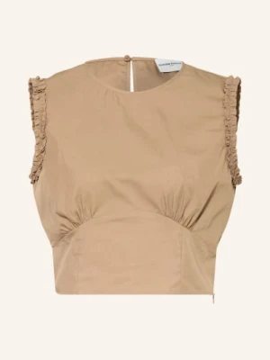 Claudie Pierlot Krótki Top Z Falbanami beige