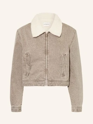 Claudie Pierlot Kurtka Jeansowa Ze Sztucznym Futrem grau