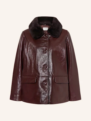 Claudie Pierlot Kurtka Skórzana Ze Sztucznym Futrem rot
