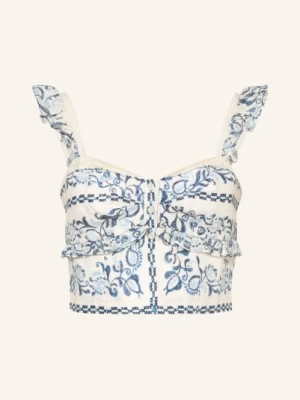Claudie Pierlot Lniany Top Z Falbankami weiss