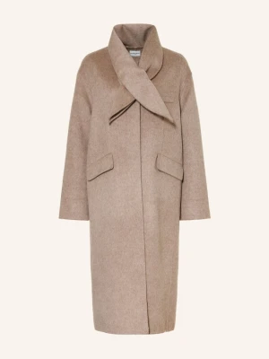 Claudie Pierlot Płaszcz Wełniany Z Odpinanym Kołnierzem beige