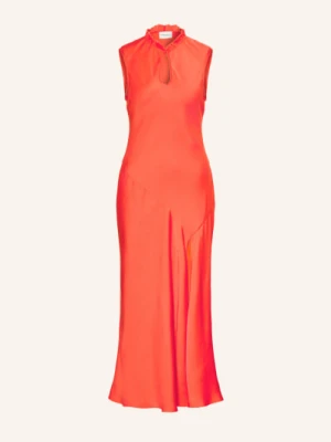 Claudie Pierlot Satyna Sukienka Z Falbanami orange