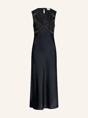 Claudie Pierlot Satyna Sukienka Z Koronką blau