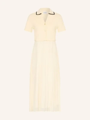 Claudie Pierlot Sukienka Z Mieszanki Materiałów Z Plisami beige