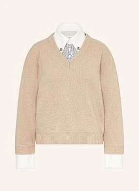 Claudie Pierlot Sweter Z Mieszanki Materiałów beige