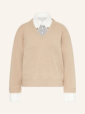 Claudie Pierlot Sweter Z Mieszanki Materiałów beige
