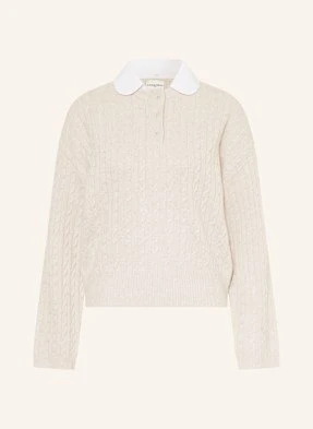 Claudie Pierlot Sweter Z Odpinanym Kołnierzem beige