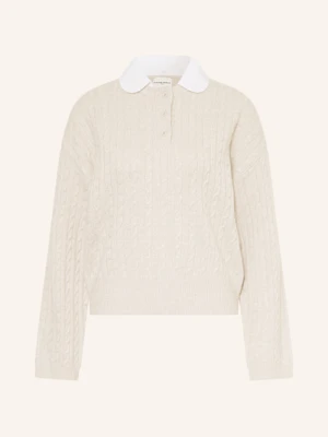 Claudie Pierlot Sweter Z Odpinanym Kołnierzem beige