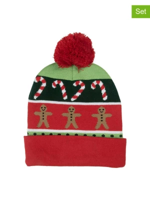 Clayre & Eef Czapki (2 szt.) w kolorze czerwono-zielonym rozmiar: onesize