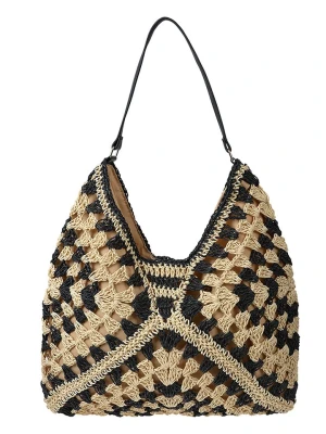 Clayre & Eef Torebka w kolorze beżowo-czarnym - 38 x 40 x 1 cm rozmiar: onesize