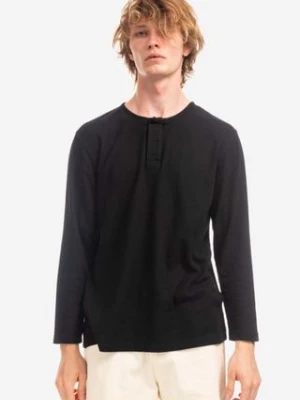 CLOTTEE longsleeve Frog Knot Henley męski kolor czarny gładki CTLS1006.BLACK-BLACK