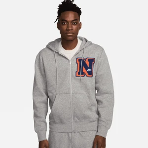 Nike Club Basketball Fullzip Pullover Hoodie Varsity mężczyźni Bluzy szary rozmiar Odzież