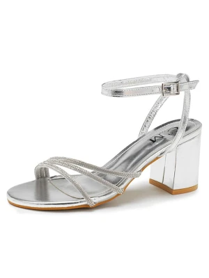 C'M Sandały w kolorze srebrnym na obcasie rozmiar: 39