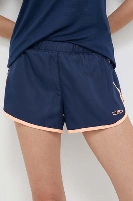 CMP szorty sportowe Unlimitech damskie kolor granatowy z nadrukiem medium waist