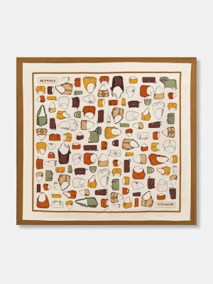 Coach apaszka jedwabna damska kolor beżowy wzorzysta 29CAT23