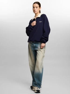 Coach bluza rozpinana cropped damska granatowa Klasyk