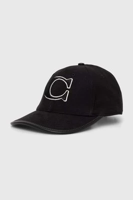 Coach czapka z daszkiem bawełniana kolor czarny z aplikacją