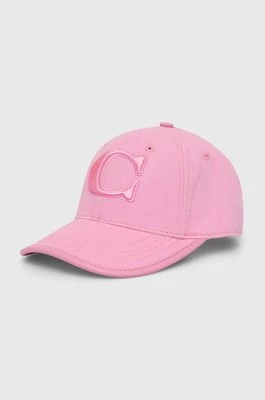 Coach czapka z daszkiem bawełniana kolor różowy z aplikacją